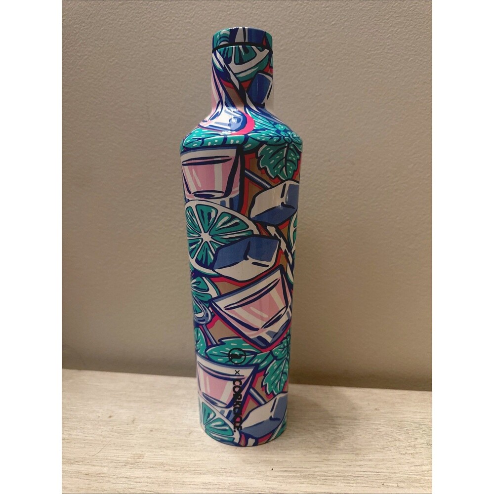 Vineyard Vines/Corkcicle Canteen Water Bottle 25oz Retired Mint Julep Icons NWOT